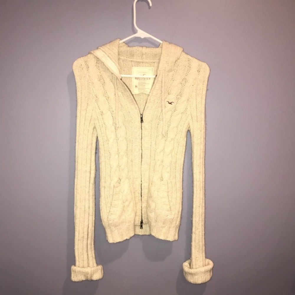Hollister Zip Up Wool Sweater Size Medium